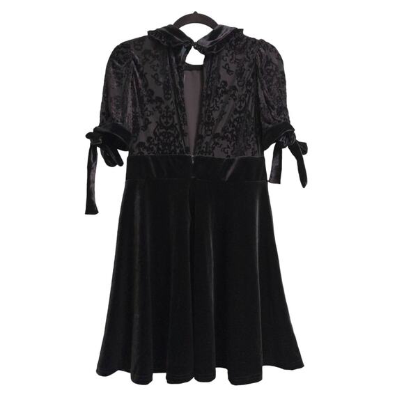 Killstar Womens Miss FurFur Fit & Flare Dress Black Skull Mini Velvet Goth L New - Picture 6 of 15